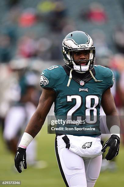 Philadelphia Eagles Running Back Wendell Smallwood looks on during a National Football League game between the Washington Redskins and the...