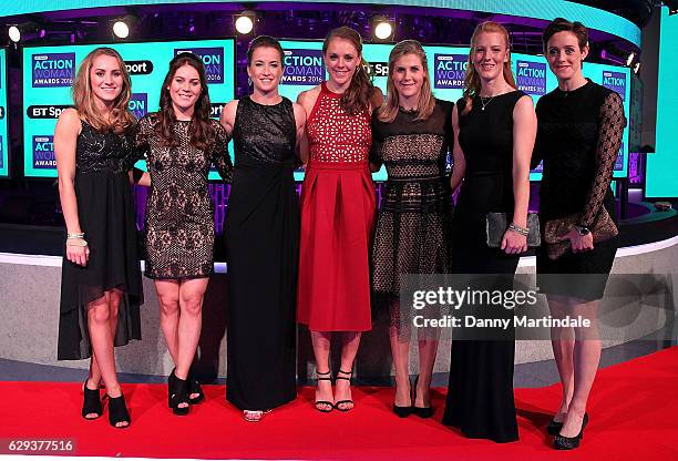 Members of the Team GB Hockey team; Shona McCallin, Maddie Hinch, Laura Unsworth, Helen Richardson-Walsh, Georgie Twigg, Nicola White and Hannah...