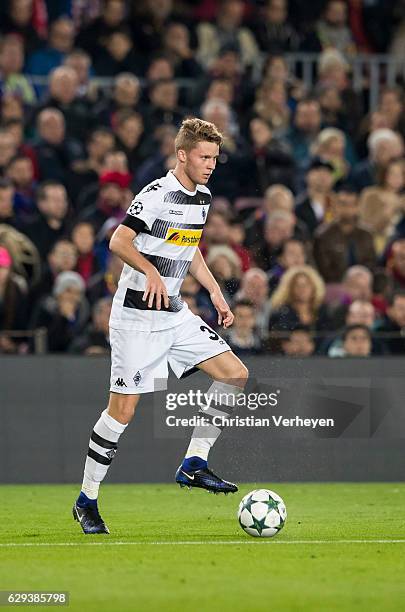 Nico Elvedi of Borussia Moenchengladbach controls the ball during the UEFA Champions League match between FC Barcelona and Borussia Moenchengladbach...