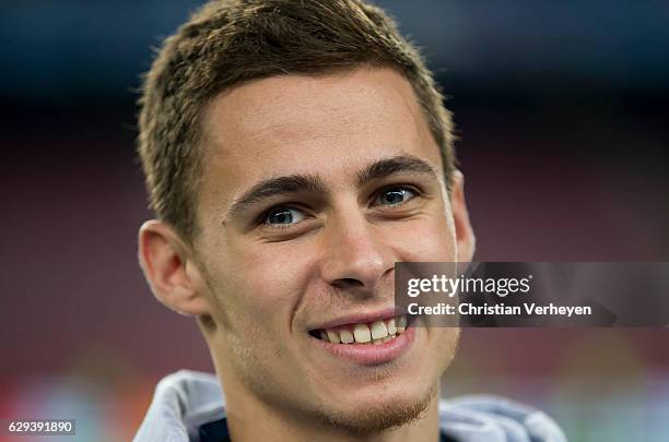 Thorgan Hazard of Borussia Moenchengladbach ahead the UEFA Champions League match between FC Barcelona and Borussia Moenchengladbach at Camp Nou on...