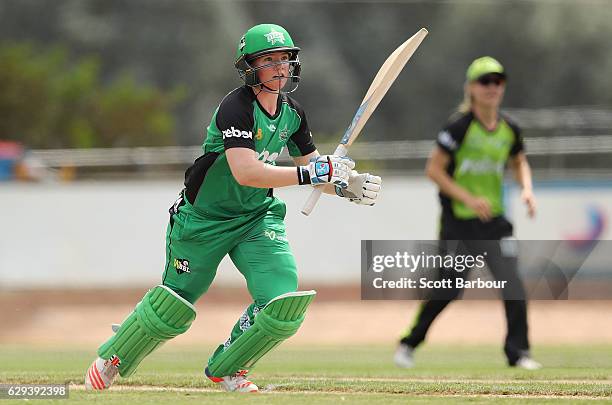 Jess Cameron of the Stars bats during the Women's Big Bash League match between the Melbourne Stars and the Sydney Thunder at Lavington Sports Ground...