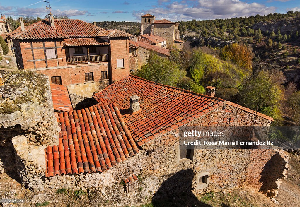 Aerial view of small and beautiful village in the province of soria, Castile and Leon, Spain