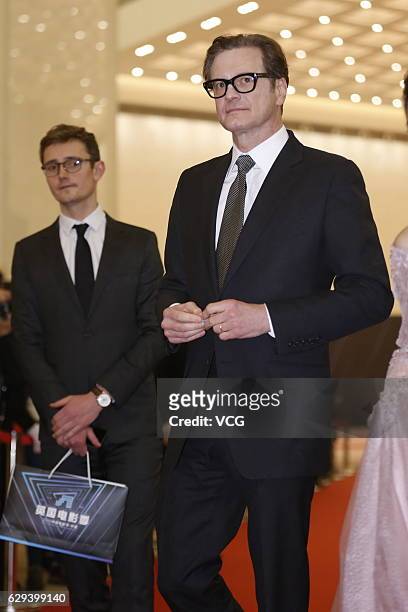 British actor Colin Firth arrives at the red carpet of 2016 China Britain Film Festival on December 12, 2016 in Langfang, Hebei Province of China.