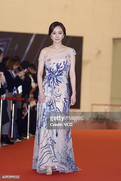 Actress Yang Mi arrives at the red carpet of 2016 China Britain Film Festival on December 12, 2016 in Langfang, Hebei Province of China.