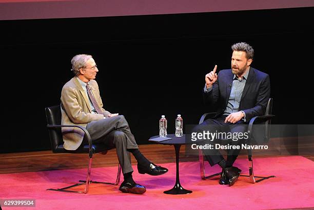 Actor Ben Affleck speaks with Chip McGrath during the TimesTalks at The New York Times Center on December 12, 2016 in New York City.