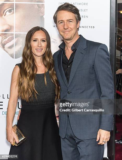 Film producer Shauna Robertson and actor Edward Norton wearing Prada attend 'Collateral Beauty' World Premiere at Frederick P. Rose Hall, Jazz at...