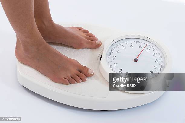 Woman on weight scale