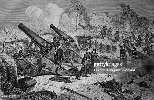 Prussian siege battery outside paris, illustrated war history, german - french war 1870-1871