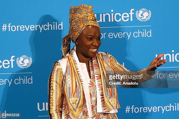 Goodwill Ambassador Angelique Kidjo attends the red carpet event of the UNICEF's 70th anniversary celebrations at the United Nations Headquarters in...