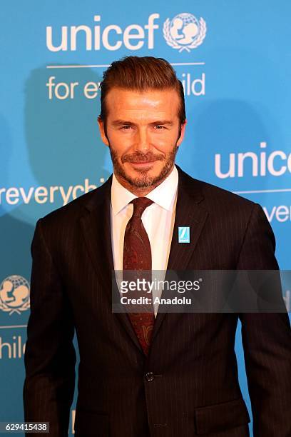 Goodwill Ambassador David Beckham attends the red carpet event of the UNICEF's 70th anniversary celebrations at the United Nations Headquarters in...