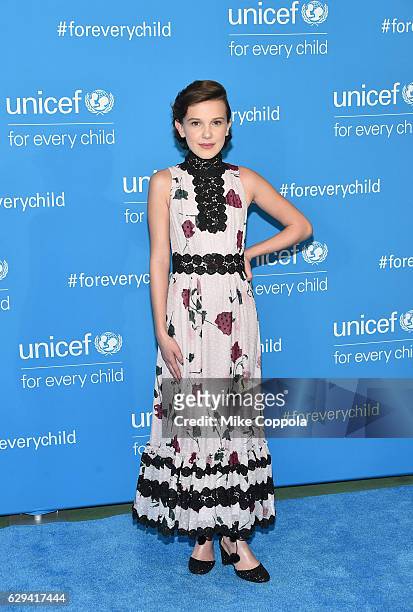 Actress Millie Bobby Brown attends UNICEF's 70th Anniversary Event at United Nations Headquarters on December 12, 2016 in New York City.