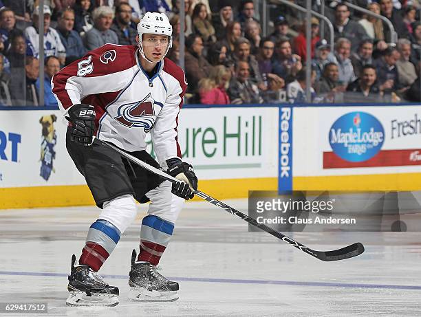 Patrick Wiercioch of the Colorado Avalanche skates against the Toronto Maple Leafs during an NHL game at the Air Canada Centre on December 11, 2016...