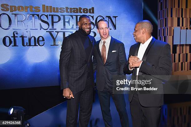 LeBron James, Peyton Manning, and Jay Z attend the Sports Illustrated Sportsperson of the Year Ceremony 2016 at Barclays Center of Brooklyn on...