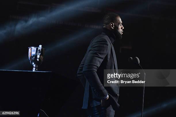 LeBron James speaks onstage during the Sports Illustrated Sportsperson of the Year Ceremony 2016 at Barclays Center of Brooklyn on December 12, 2016...