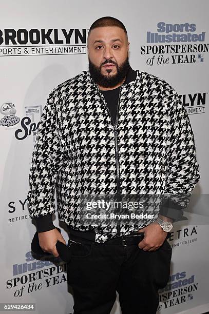 Khaled poses backstage during the Sports Illustrated Sportsperson of the Year Ceremony 2016 at Barclays Center of Brooklyn on December 12, 2016 in...