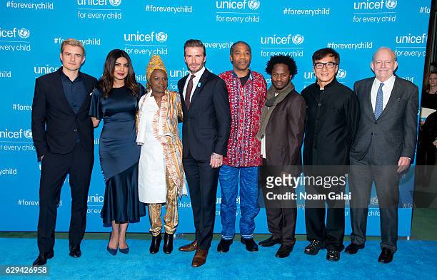 Orlando Bloom, Priyanka Chopra, Angelique Kidjo, David Beckham, Femi Kuti, Ishmael Beah, Jackie Chan and Anthony Lake attend UNICEF's 70th...