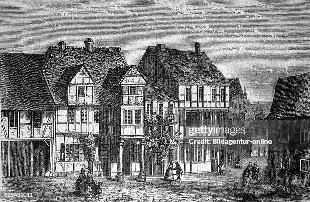 Birthplace of friedrich gottlieb klopstock, quedlinburg, germany, historical illustration, circa 1886