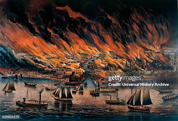 The Great Fire at Chicago, Currier & Ives, Lithograph, October 8, 1871.