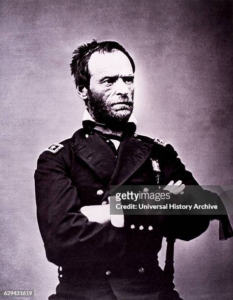 William Tecumseh Sherman , Union General During American Civil War, Portrait by Mathew Brady, 1865.