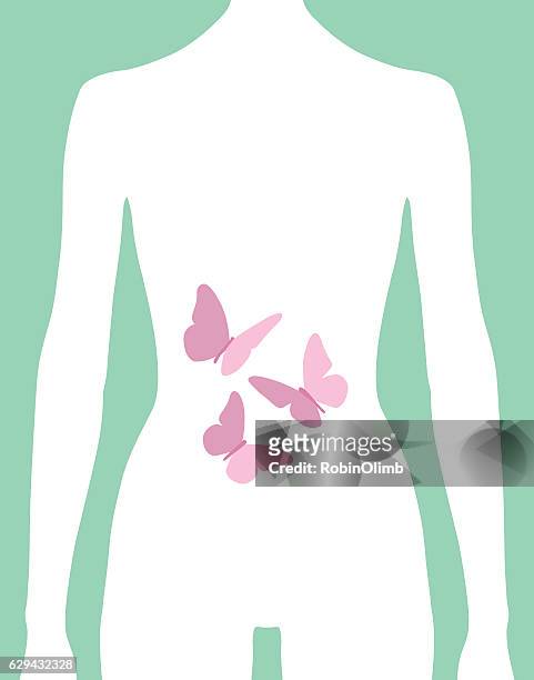 stockillustraties, clipart, cartoons en iconen met female butterflies in stomach icon - vrouwelijke gestalte