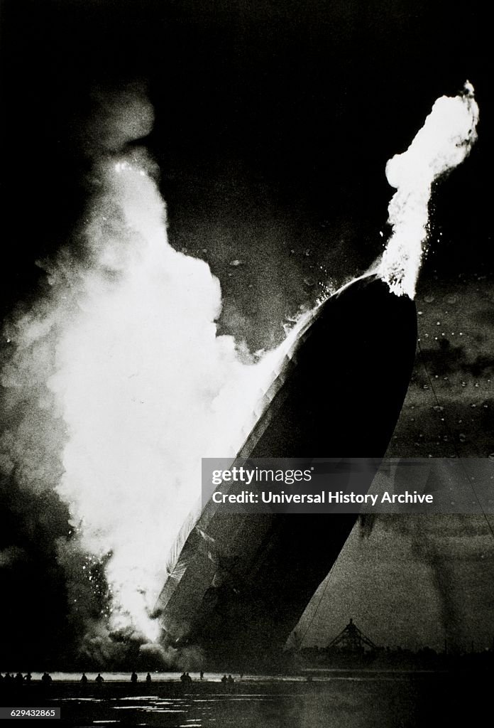 Airship Disaster German Airship, Hindbenburg, Crashing and Burning at Lakehurst, New ...