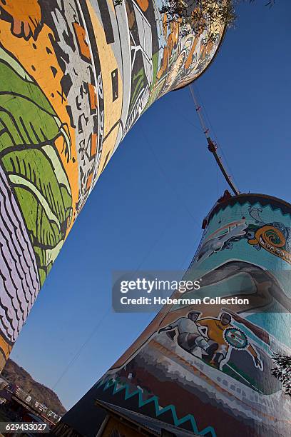 Popular tourist attraction in Soweto, bungee jumping from the Orlando Cooling Towers.