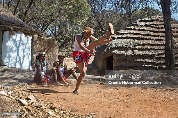 Traditional Zulu Dancers at the Credo Mutwa Cultural Village, Soweto Township, Johannesburg.