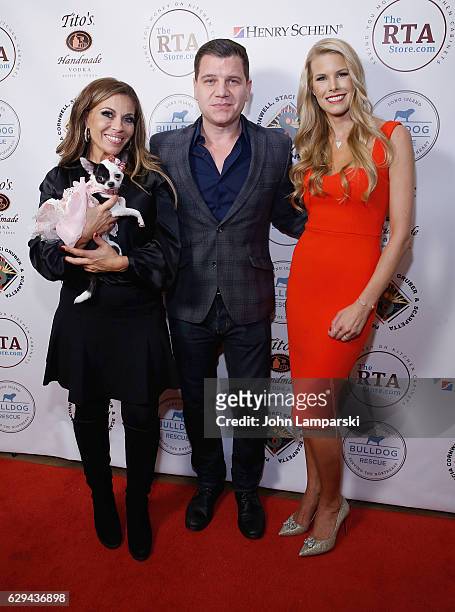 Dolores Catania, Tom Murro, Beth Stern and dog named April Moon attend 2016 Bash for the Bulldogs Long Island Bulldog Rescue Holiday Fundraising Gala...
