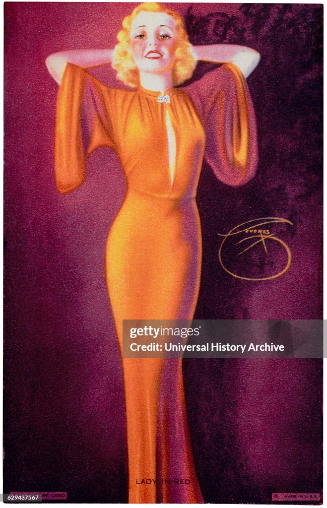 Mutoscope Woman Wearing Red Gown