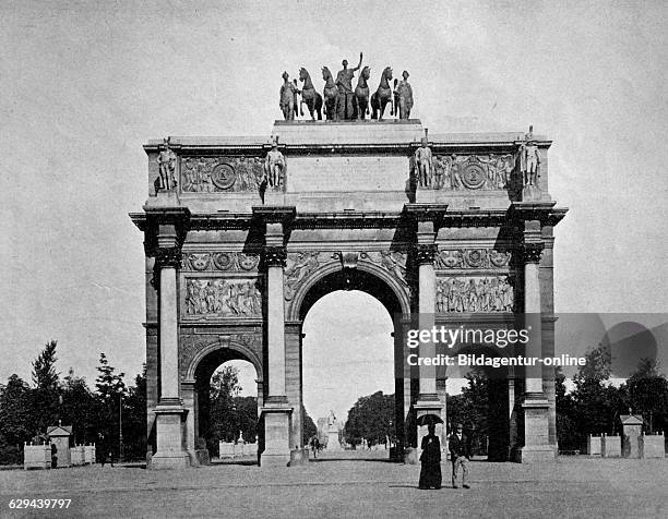 One of the first halftones, arc de triomphe in paris, france, 1880