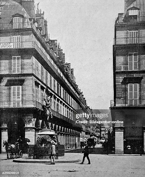 One of the first halftones, equestrian statue of jeanne d'arc, paris, france, 1880