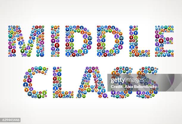 illustrations, cliparts, dessins animés et icônes de illustration graphique vectorielle circulaire des gens de la classe moyenne - stéréotype de la classe moyenne
