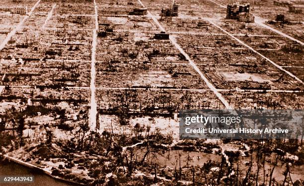 Ruins of Hiroshima, Japan after Atomic Bomb, World War II, 1945.