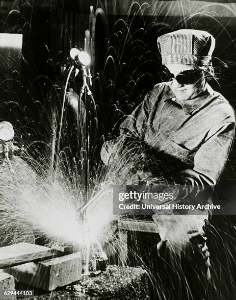 Woman Welder During World War II, circa 1942.