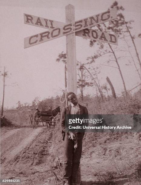 Man Lynched at Railroad Crossing, Orangeburg, South Carolina, USA, Albumen Photograph, January 6th 1897.