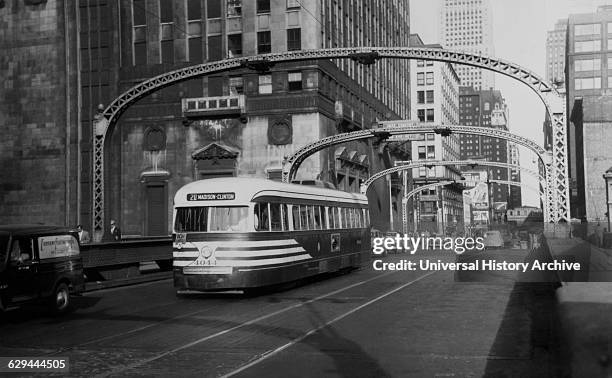 Rail Streetcar, Chicago, Illinois, USA, 1952.