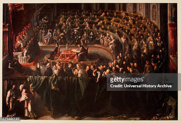 Trial of Galileo, Rome Oil on Canvas, Italian School.