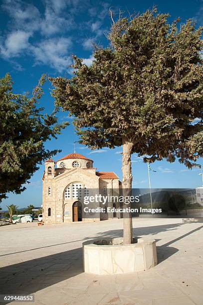 Agios Georgios Church sits on the cliff top north of Coral Bay Cyprus.