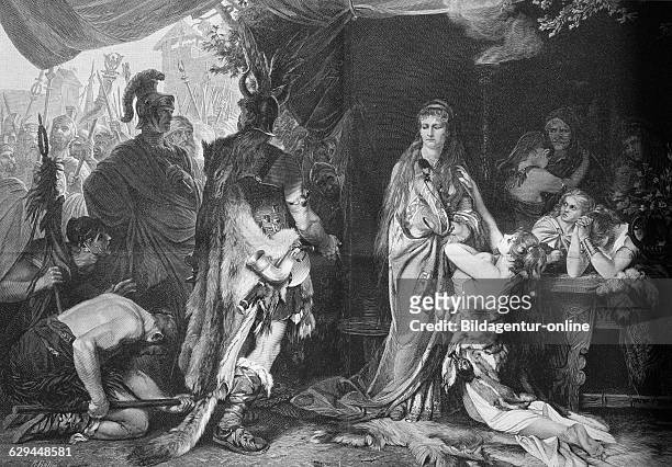 Tusnelda being handed over from her father segestes to the roman general germanicus, circa 17 ad, a daughter of the cheruscan prince segestes and the...