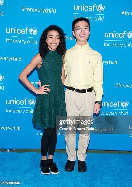 Chen Lin and Akira Golz attend UNICEF's 70th anniversary event at United Nations Headquarters on December 12, 2016 in New York City.