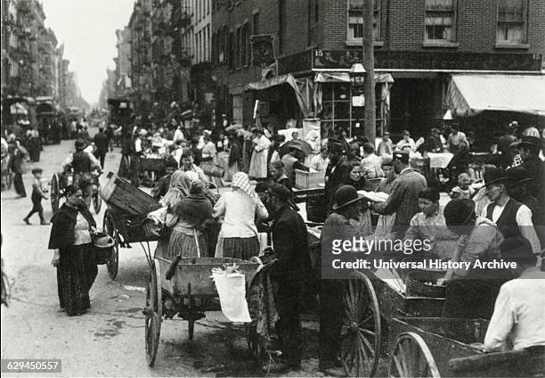 Crowd Scene, Hester Street, New York City, USA, 1898.