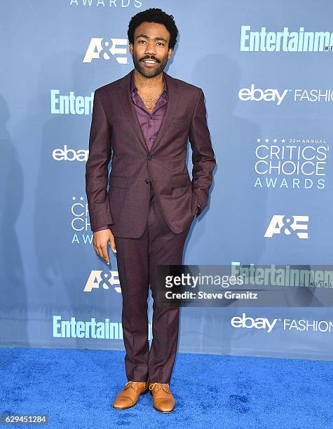 Donald Glover arrives at the The 22nd Annual Critics' Choice Awards at Barker Hangar on December 11, 2016 in Santa Monica, California.
