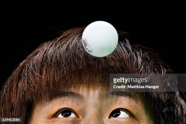 Ning Ding of China in action during the Womens Table Tennis Singles Final match against Li Xiaoxia of China at Rio Centro onn August 10, 2016 in Rio...