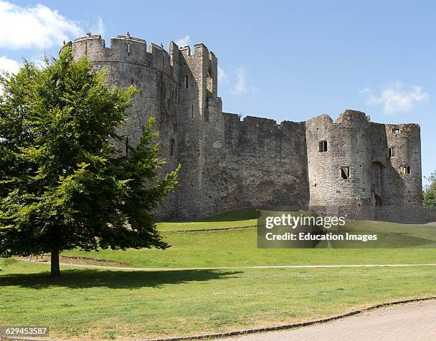 Walls of Chepstow Castle, Monmouthshire, Wales, UK.