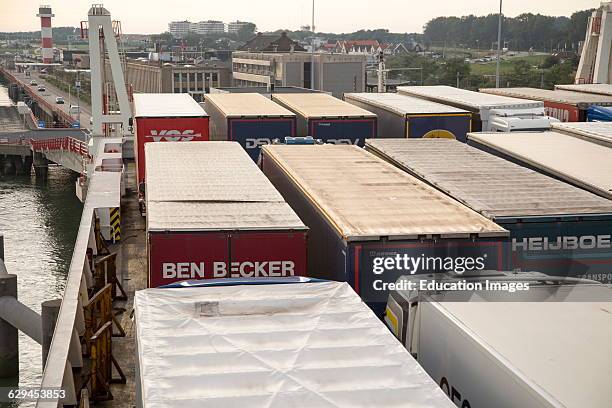 Lorries on Stena Lines ferry, Port of Rotterdam, Hook of Holland, Netherlands.