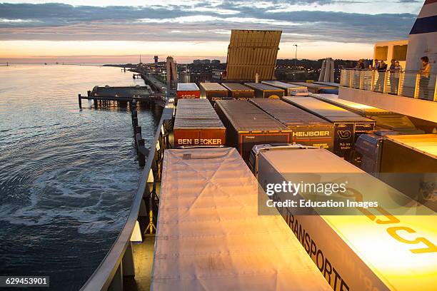 Lorries on Stena Lines ferry, Port of Rotterdam, Hook of Holland, Netherlands.