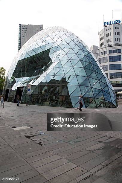 Modern glass dome and Philips building Eindhoven city center, North Brabant province, Netherlands.