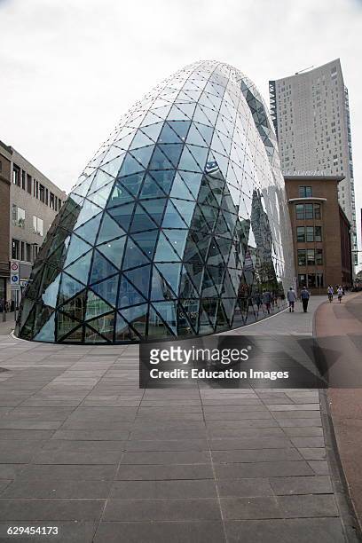 Modern glass dome shop building, Eindhoven city center, North Brabant province, Netherlands.