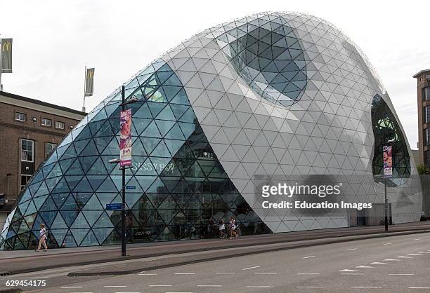 Modern glass dome shop building, Eindhoven city center, North Brabant province, Netherlands.