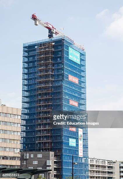 High rise tower block building under construction, Nijmegen, Netherlands.